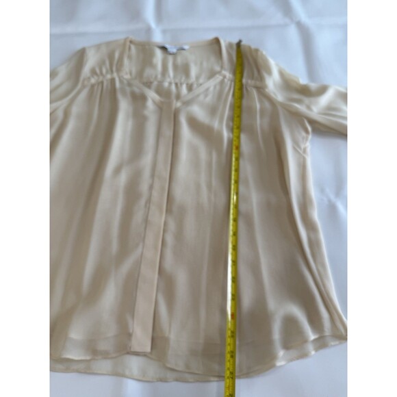 Diane Von Furstenberg Blouse Top Beige Nude Long Sleeve 100% Silk Sz 14 - Picture 6 of 9